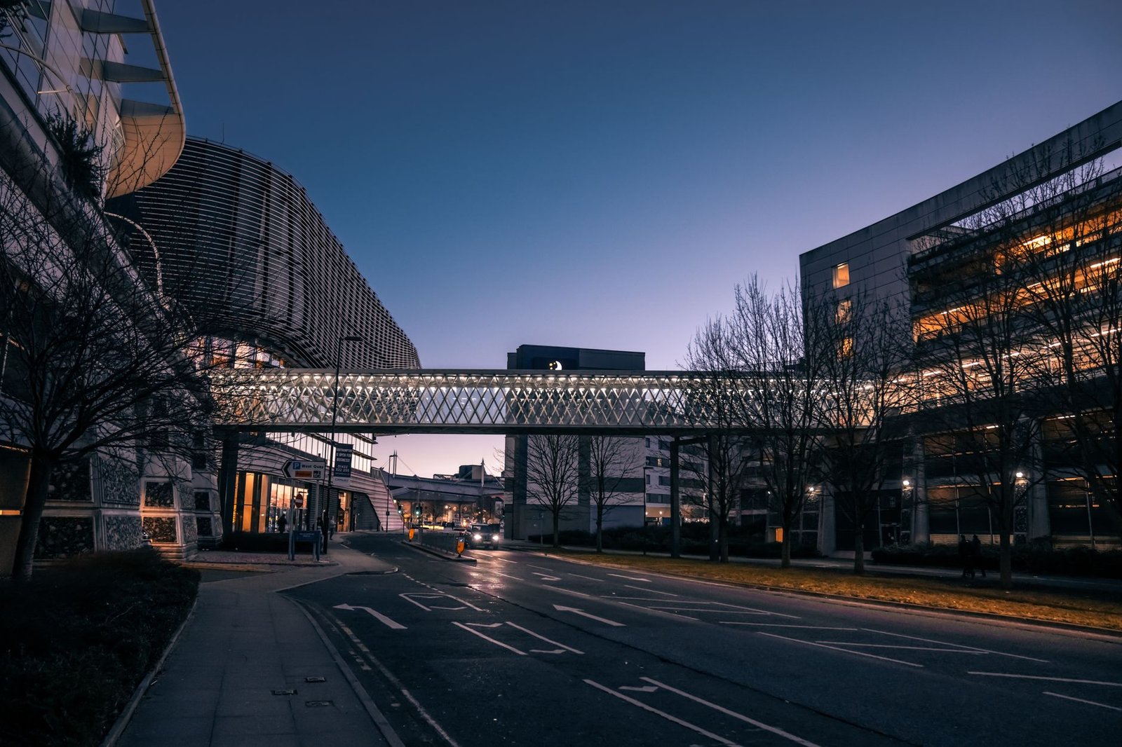 Quiet Nottingham city street in the early evening
