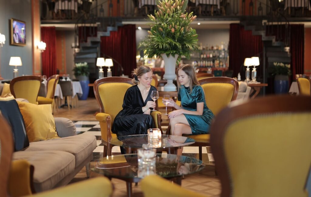 A discreet public lounge suitable for an initial meeting