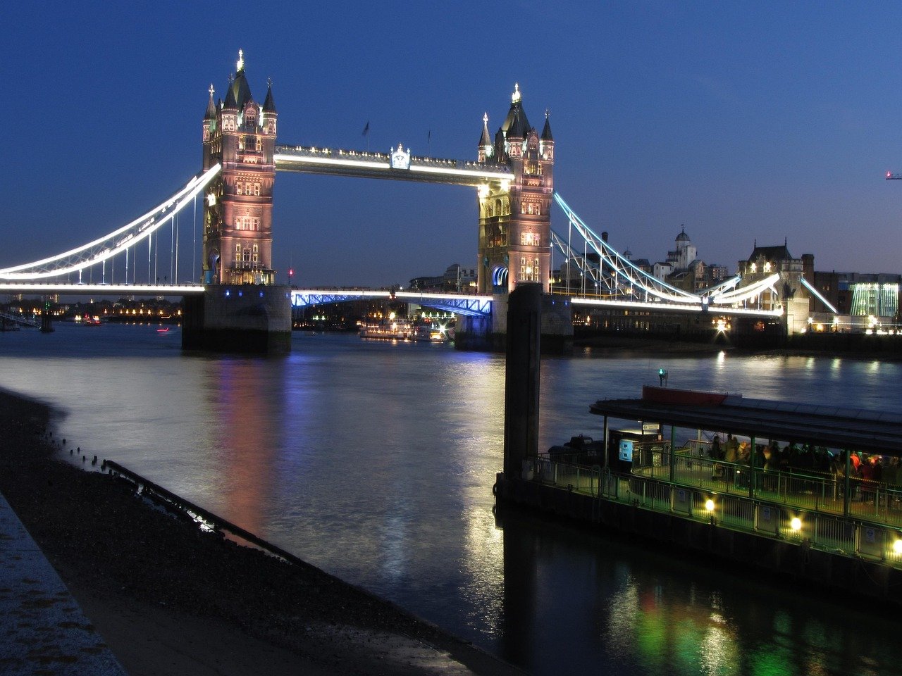 tower bridge, night, london, united kingdom, reflections, lights, england, great britain, evening, bridge, thames, river, col