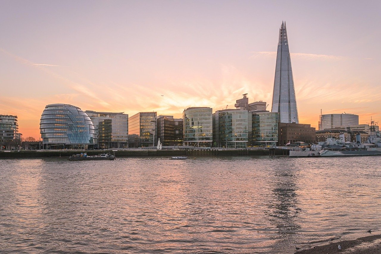 the shard, london, architecture, england, united kingdom, landmark, building, places of interest, sunset, kingdom, river tham