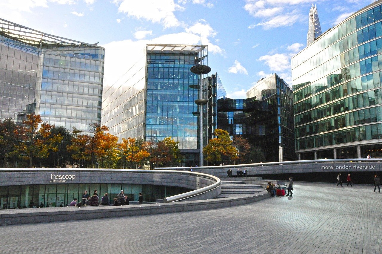 london, city square, architecture, england, united kingdom, city, nature, people, building, clouds, heaven, modern