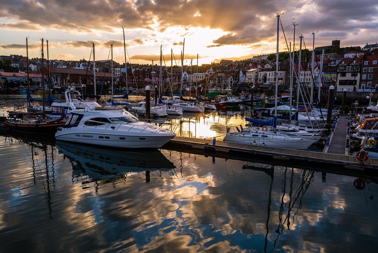 scarborough, harbour, sunset, yorkshire, sky, seaside, harbor, port, sea, resort, landscape, vacation, england, fishing, summ