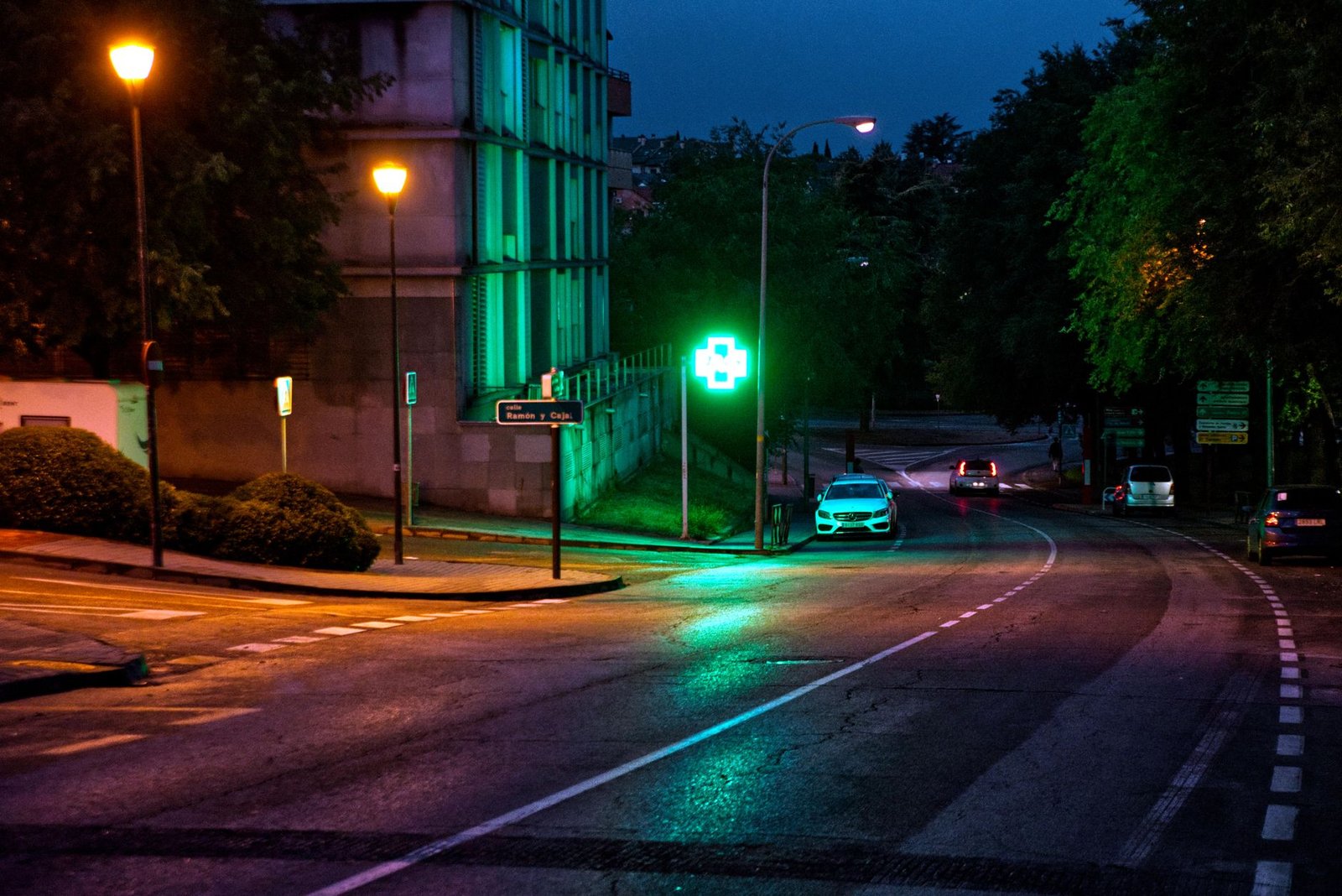 Discreet evening streetscape in Warrington