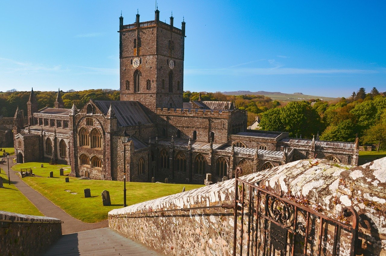 st davids cathedral, church, wales, cathedral, architecture, tower, monastery, historic, historical, ancient, landmark, shrin