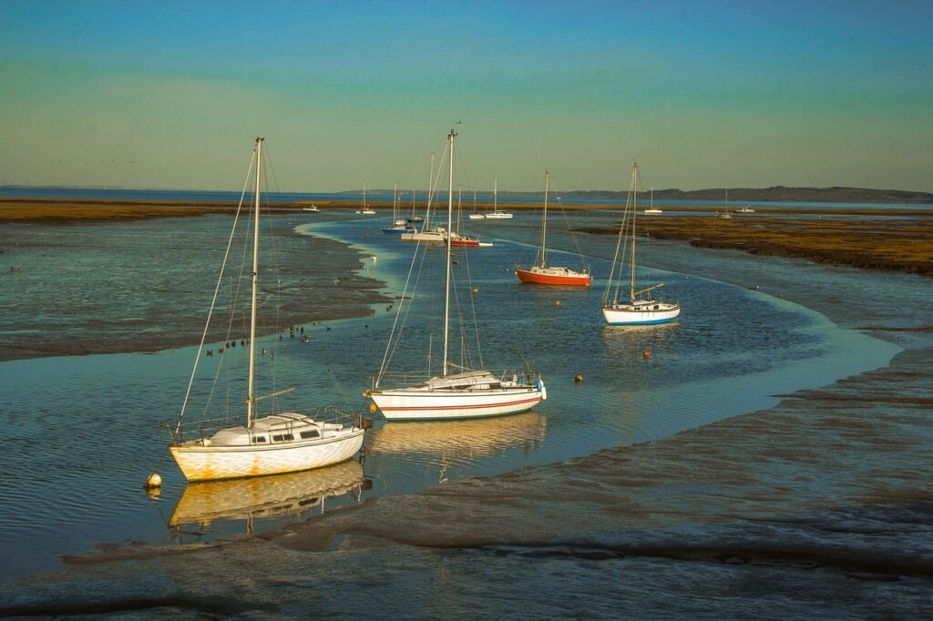 yachts, nature, bay, ocean, keyhaven, united kingdom