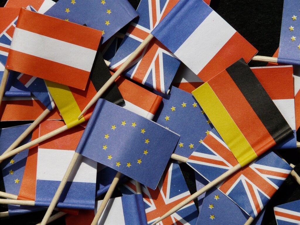 europe, flags, germany, austria, united kingdom, france, countries, multicoloured