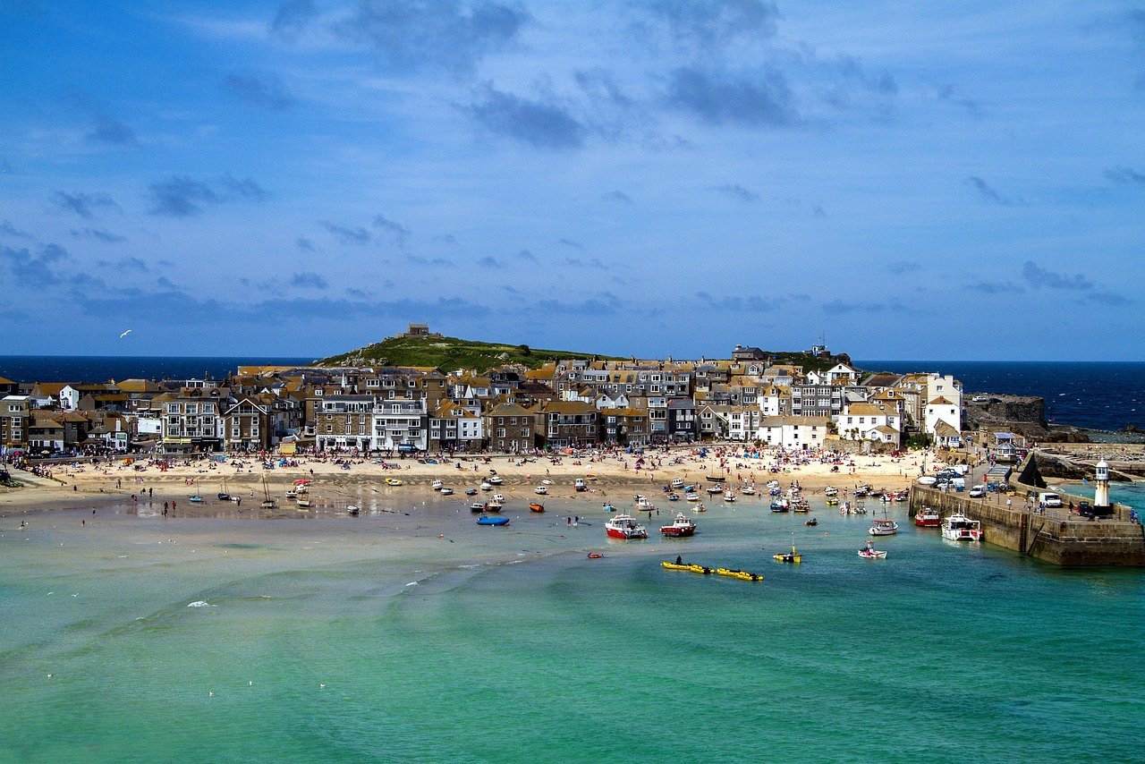 st ives, cornwall, england, nature, south england, port, promenade by the sea, ebb, sea, coast, united kingdom