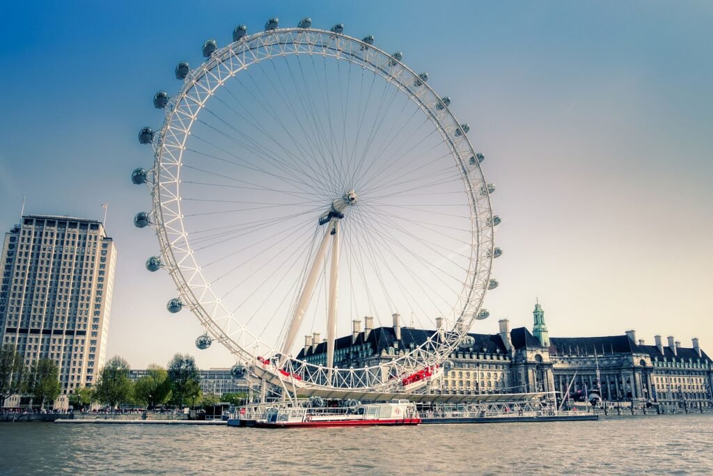 ferris wheel, london-eye, millennium wheel, london, city, outlook, river thames, river, bank, promenade, england, landmark, t