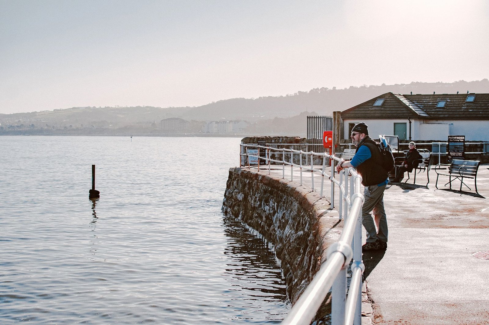 Quiet Barry waterfront promenade in Wales at evening