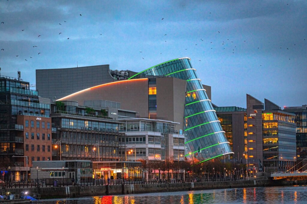 Visitor walking through Belfast at dusk