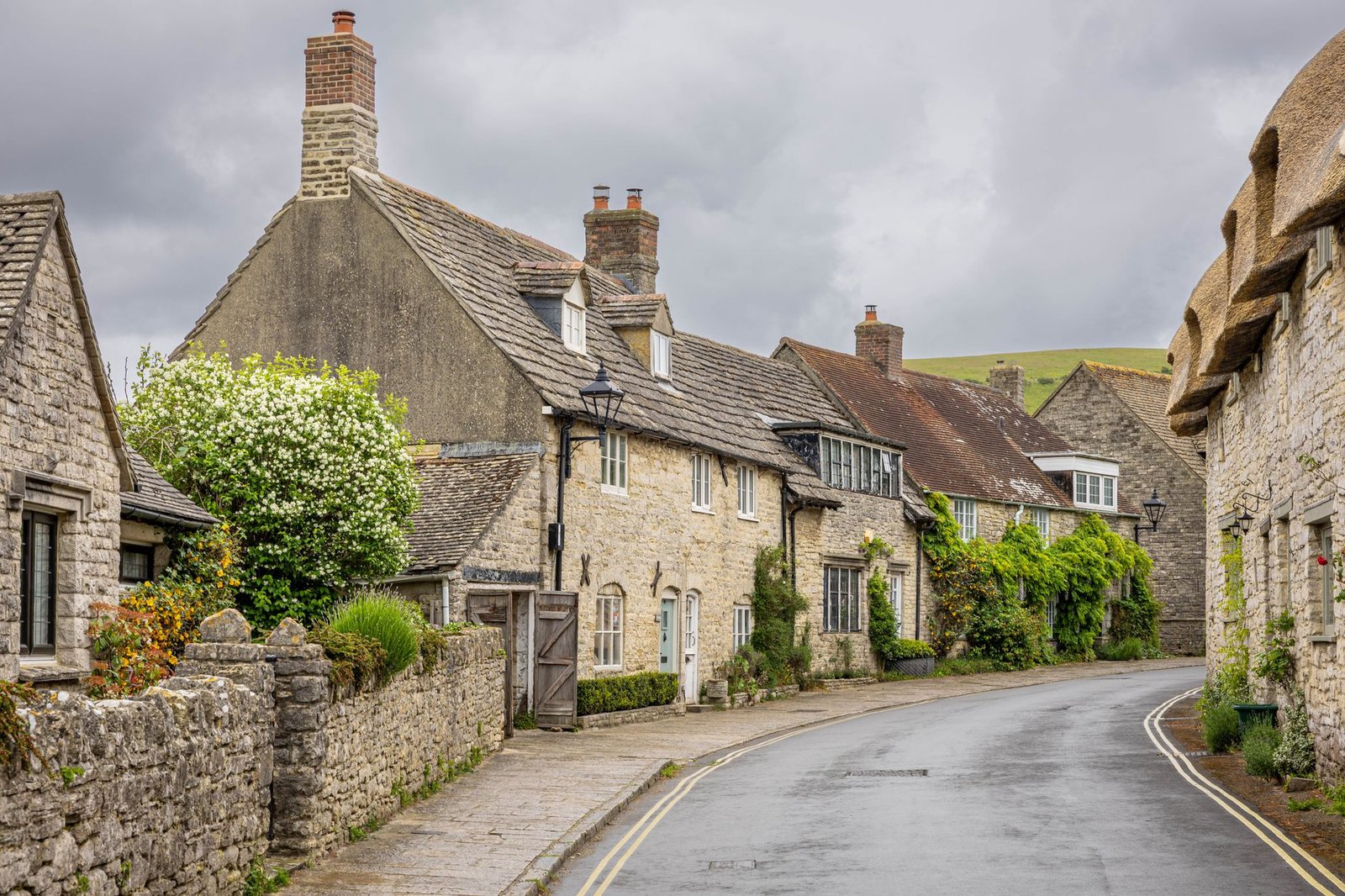 Quiet historic street in Bridport, Dorset