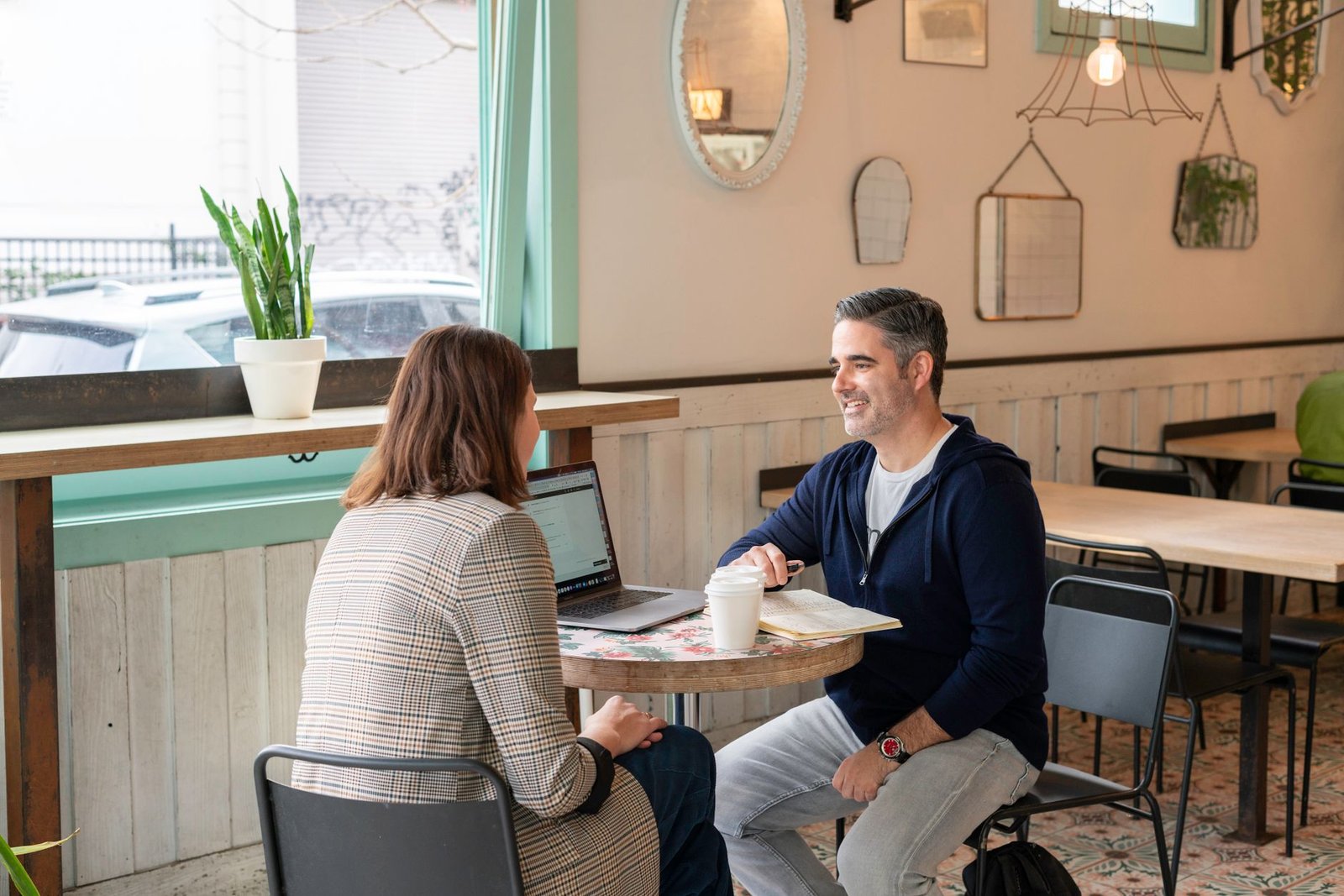 A calm café setting suitable for a first meeting in Brighton and Hove