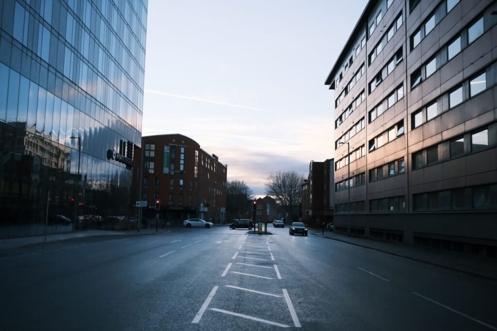 Quiet Cardiff street in the evening