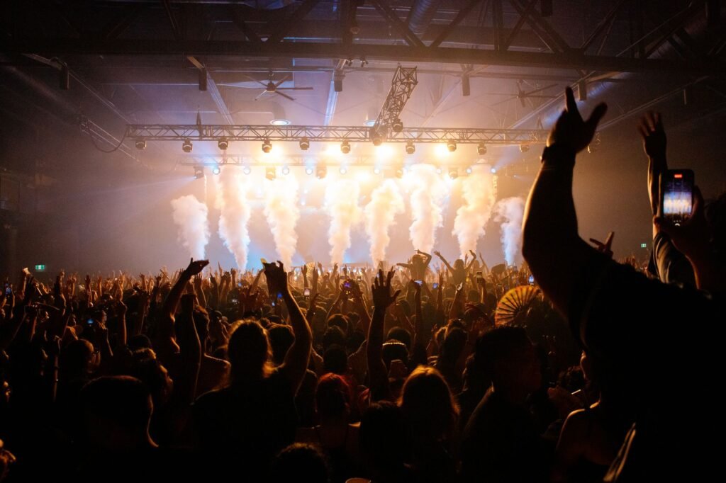Audience enjoying live music in an elegant evening venue