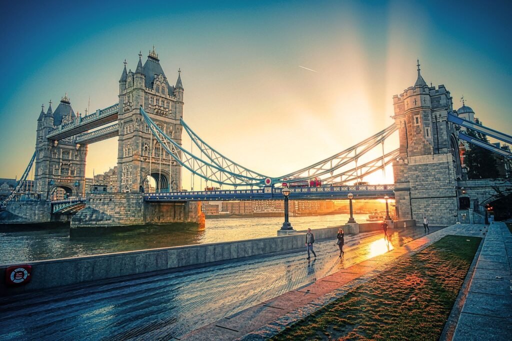 tower bridge, river, city, sunrise, sunlight, landmark, nature, tourist attraction, travel destination, architecture, thames,
