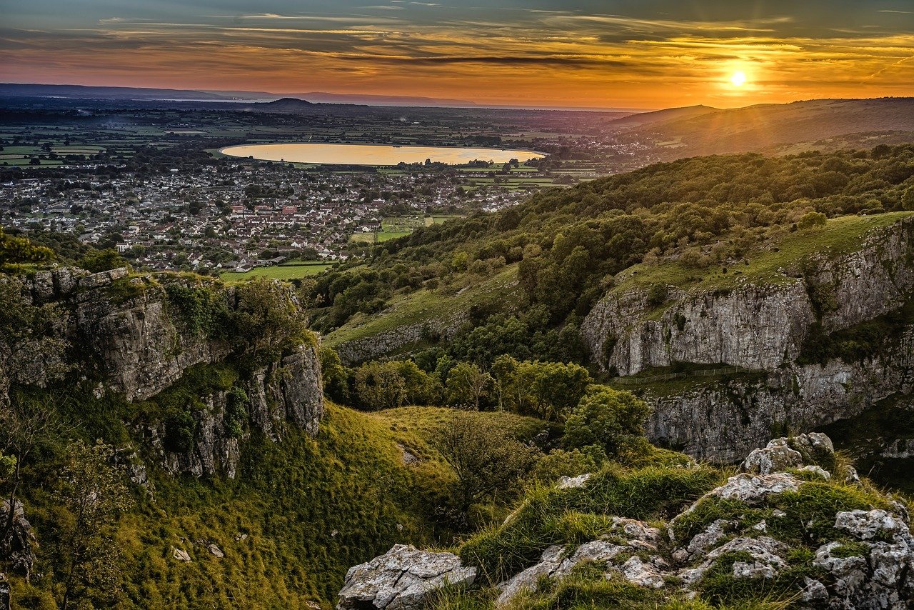 cheddar gorge, sunset, landscape, scenic, nature, tourist, united kingdom, cheddar
