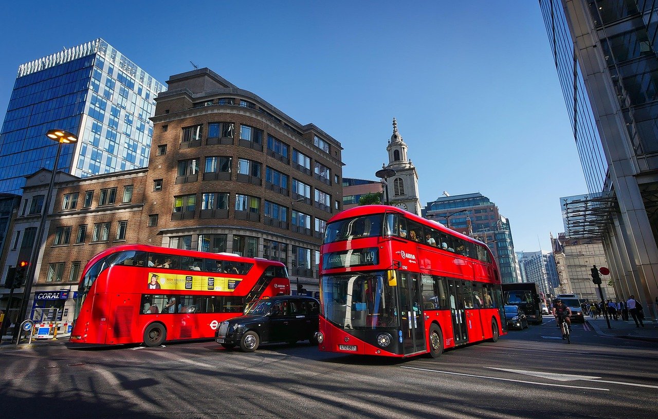 london, bus, red, crossing, downtown, street scene, road, england, traffic, united kingdom, dopperdecker bus, city, london, l