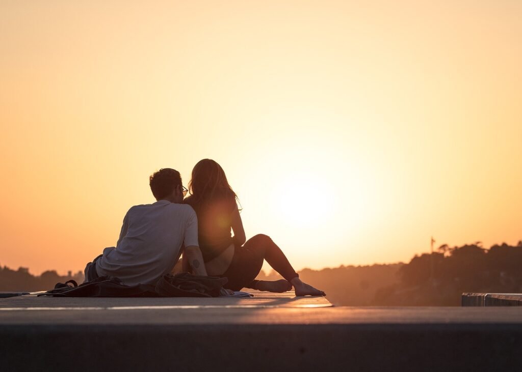 people, couple, dating, nature, sunset, view, outdoor, rooftop, sky