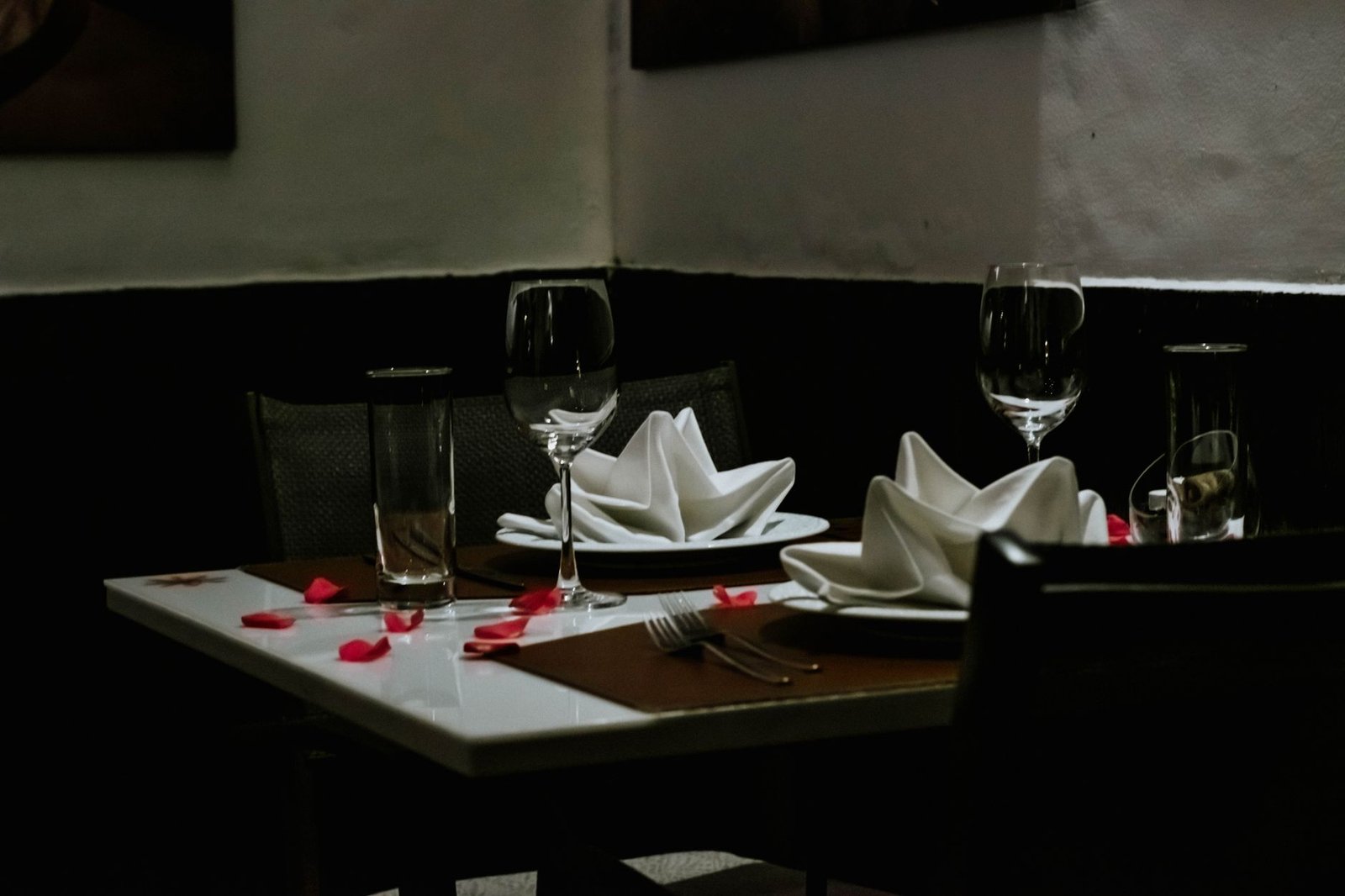 Tasteful anniversary table setting in a discreet hotel or restaurant