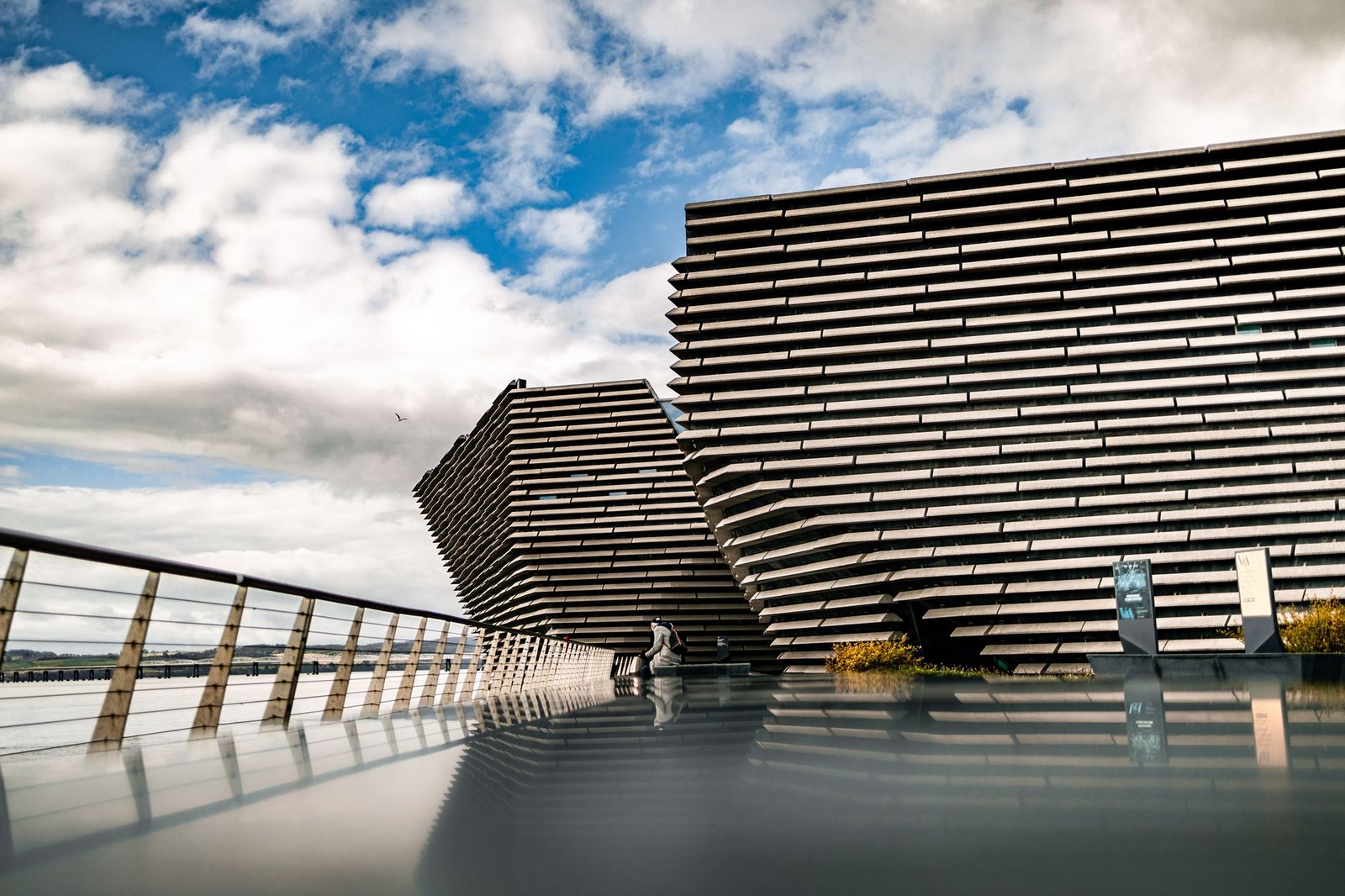 Quiet Dundee waterfront and modern city surroundings at early evening