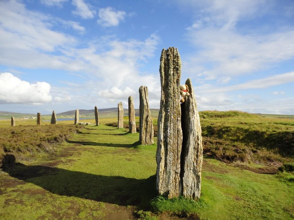 orkney island, ring of brodgar, stone circle, landscape, mystical, place of worship, archaeology, united kingdom, scotland, c