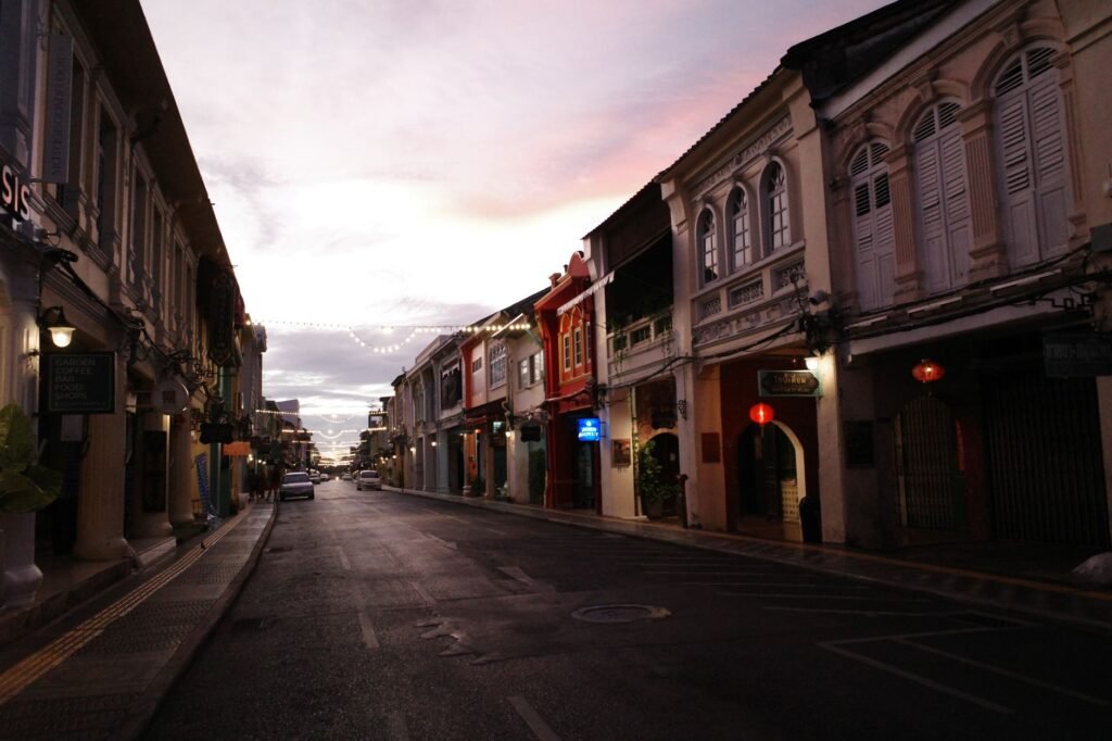 Quiet evening street near a Midlands town centre