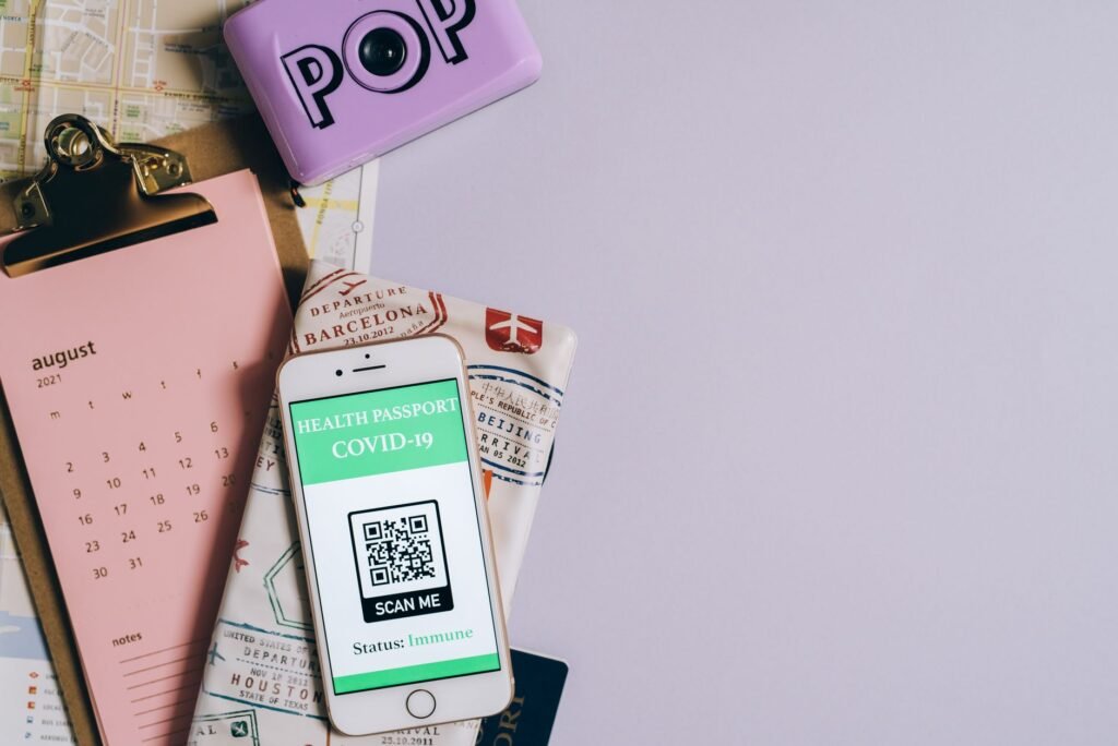 Phone calendar and travel essentials prepared for an appointment