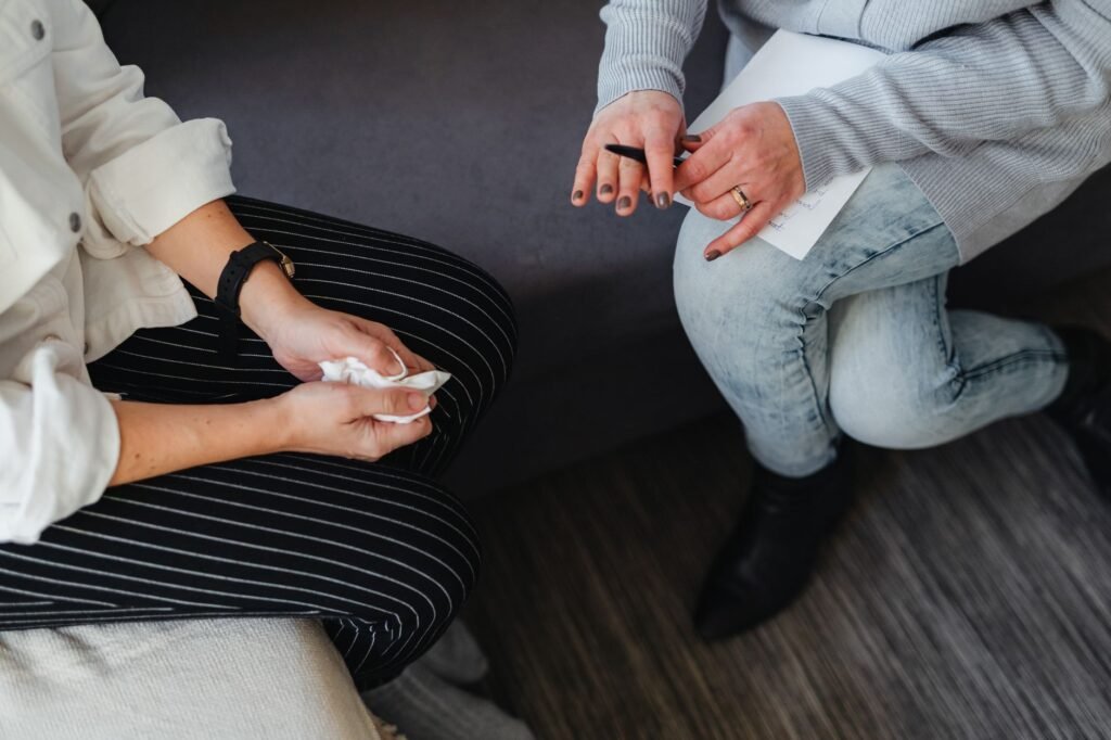 Adults discussing appointment details respectfully