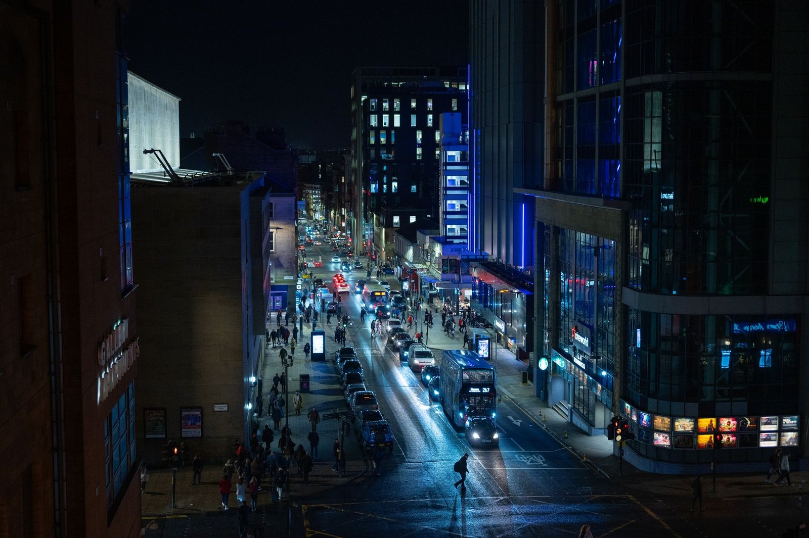 Quiet Glasgow street at early evening