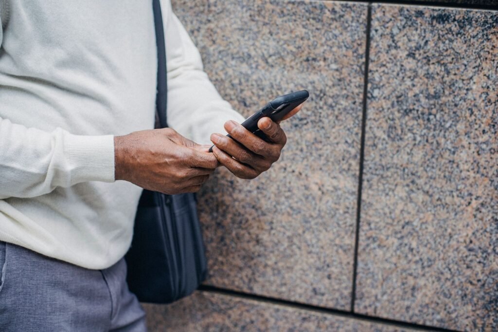 Adults communicating respectfully by smartphone