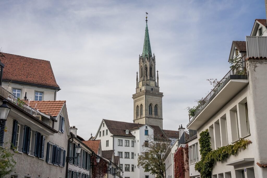 switzerland, europe, historic center, building, eastern switzerland, city, downtown, church, church tower, architecture, laur