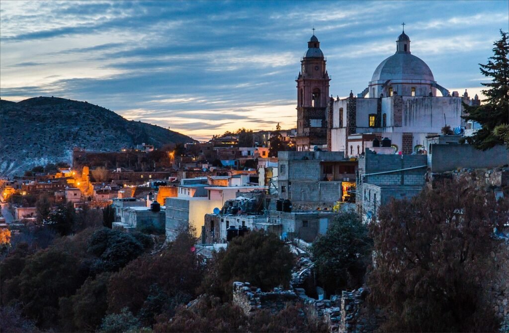 city, architecture, evening, church, cityscape, mexico, native, real de catorce, village, town, tourism, cathedral, street, h