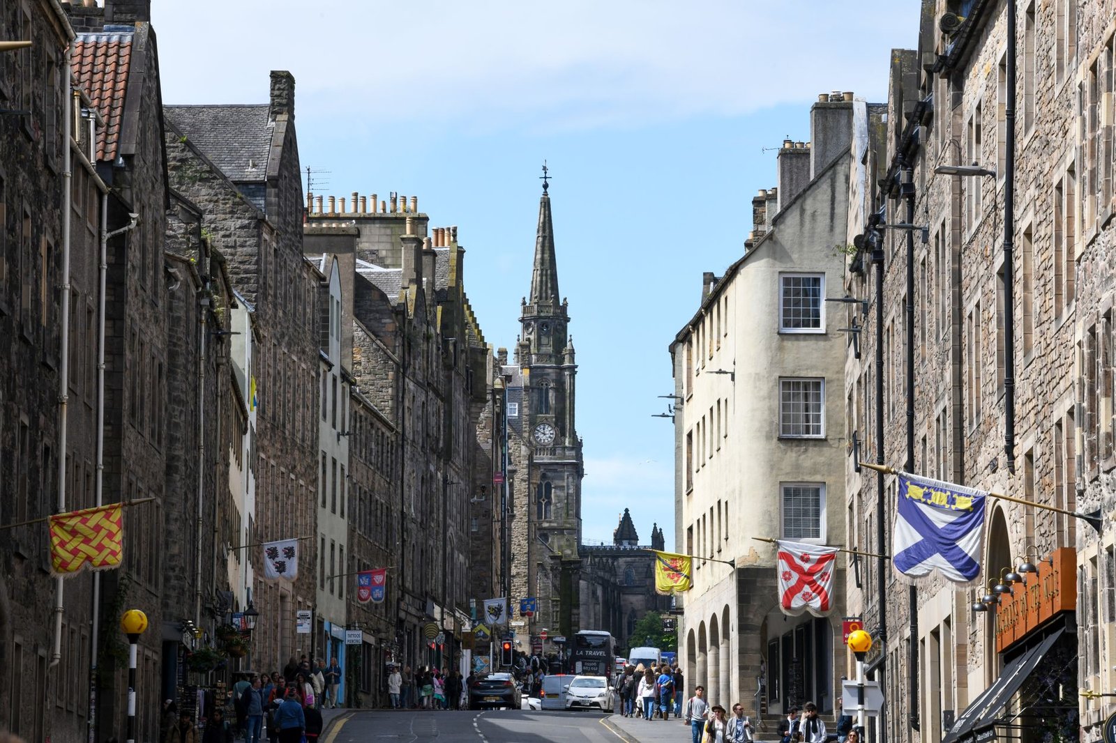 Stunning daytime view of the historic Royal Mile in Edinburgh, capturing its charm and architecture.