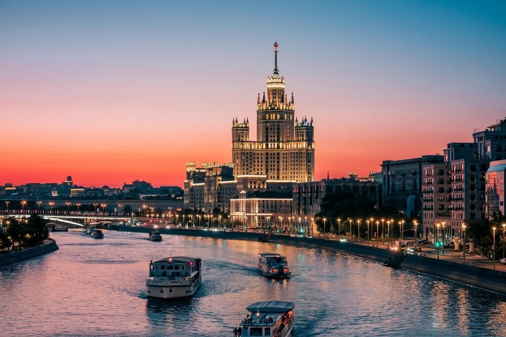 sunset, moscow, city, twilight, dusk, nature, cityscape, skyline, urban, skyscrapers, city lights, golden hour, urban landsca