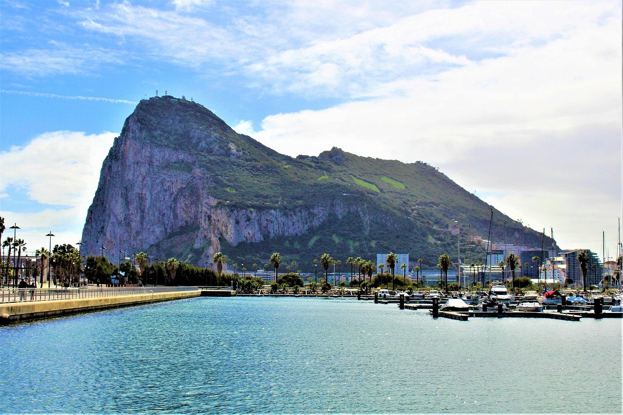 rock of gibraltar, port, sea, yachts, bay, coast, rock formation, harbor, scenic, tourism, gibraltar, nature, united kingdom,