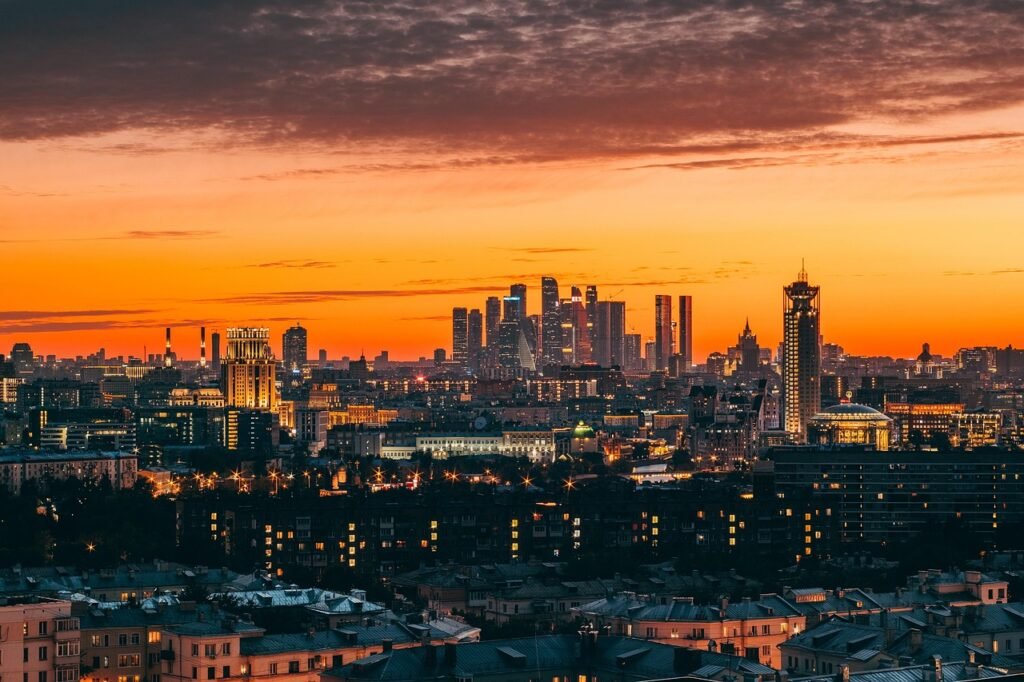 sunset, nature, city, twilight, urban landscape, horizon line, living nature, urban, skyscrapers, natural, cityscape, skyline