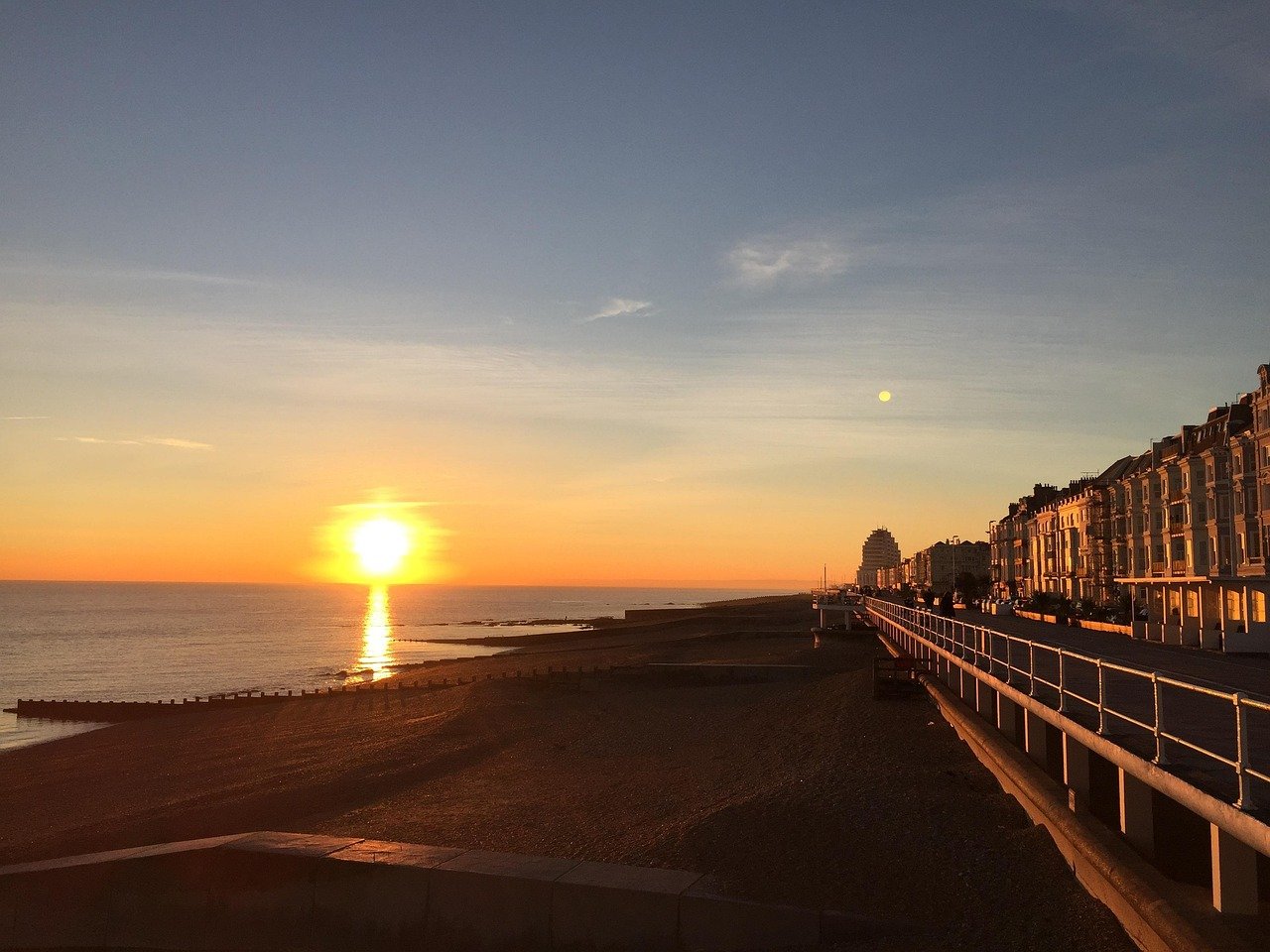 sunset, nature, coastline, england, sussex, coast, shore, saint leonards, britain, seafront, hastings, uk