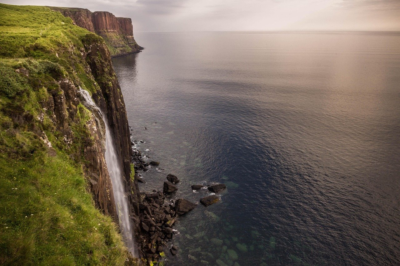 isle of skye, waterfall, sea, scotland, skye, green, sunrise, nature, summer, vacations, water, united kingdom, highlands, ki