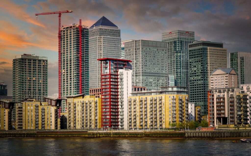 buildings, river, city, cityscape, skyline, skyscrapers, nature, office buildings, high-rise buildings, london, england, arch