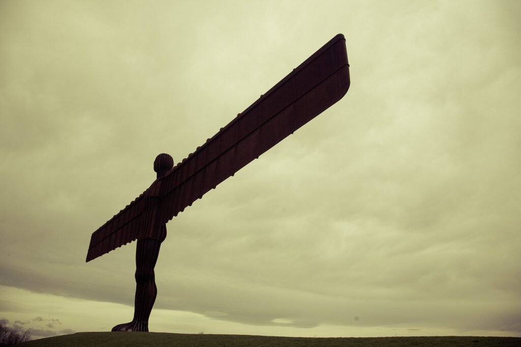 newcastle upon tyne, england, uk, urban, united kingdom, sculpture, art, artwork, metal, iron, angel of the north, the gatesh