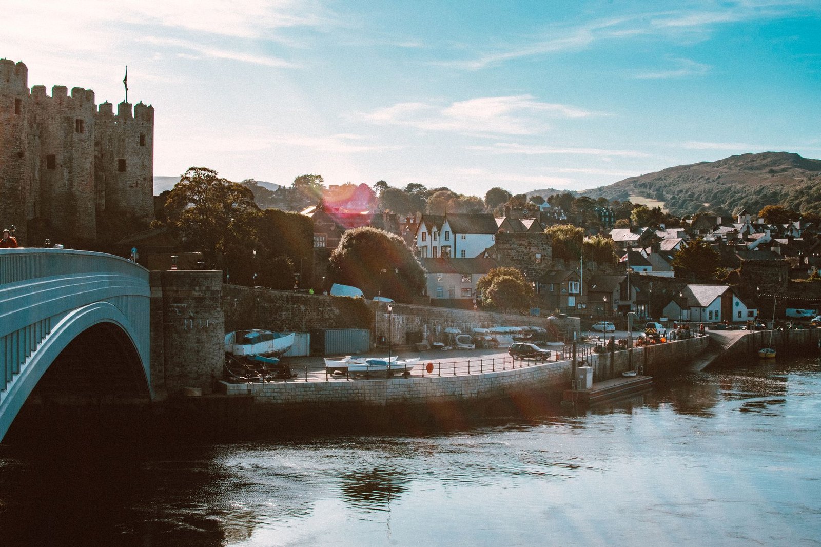 Quiet Barry waterfront street in the evening