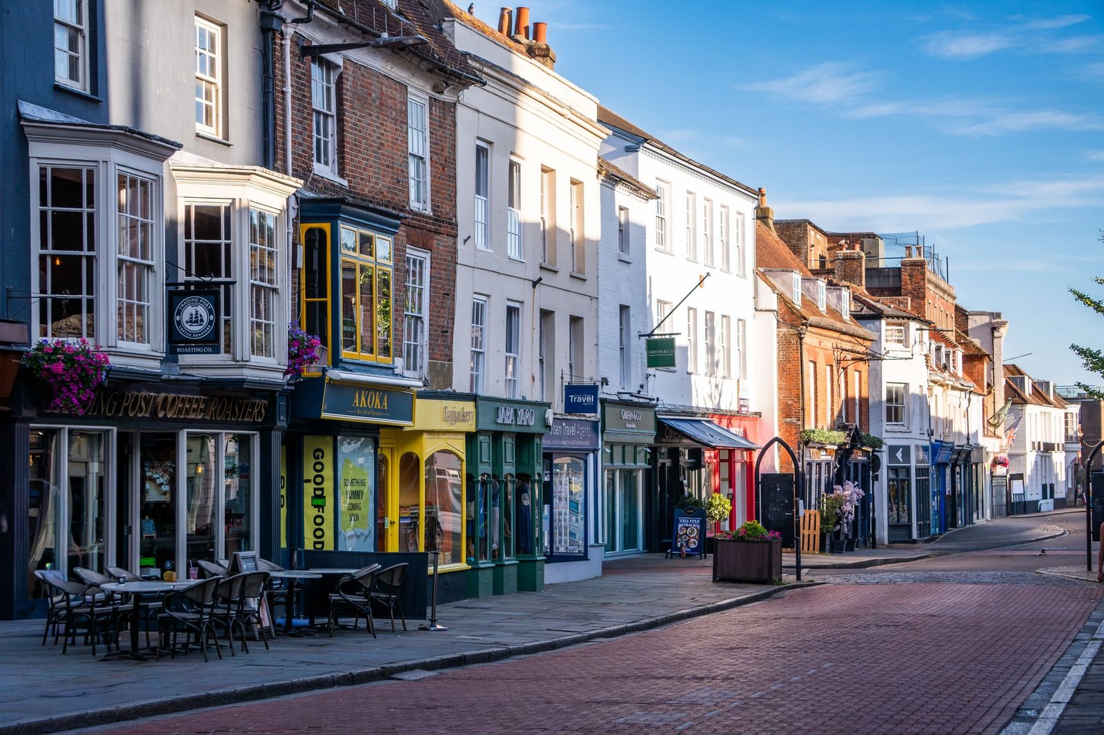 Quiet street scene in Bishop’s Stortford, England