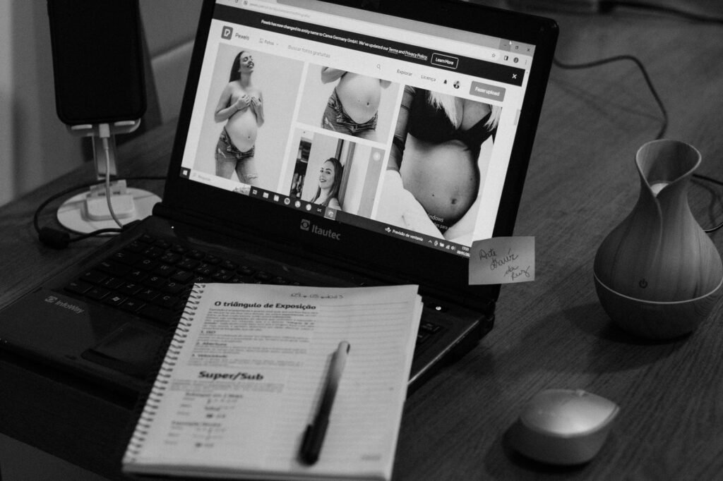 Person reviewing an online directory on a laptop