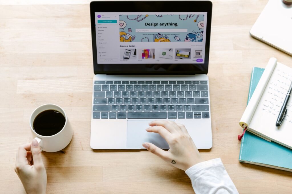 A person reviewing an online profile privately on a laptop