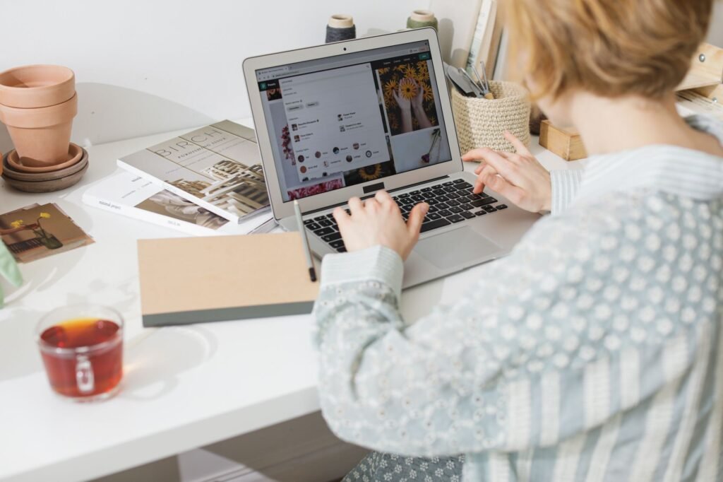 Reviewing an online profile and taking notes before making contact