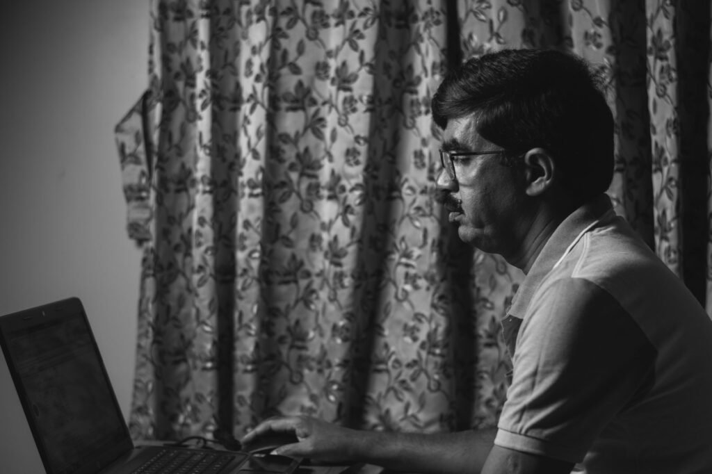 Person reviewing an online companion profile