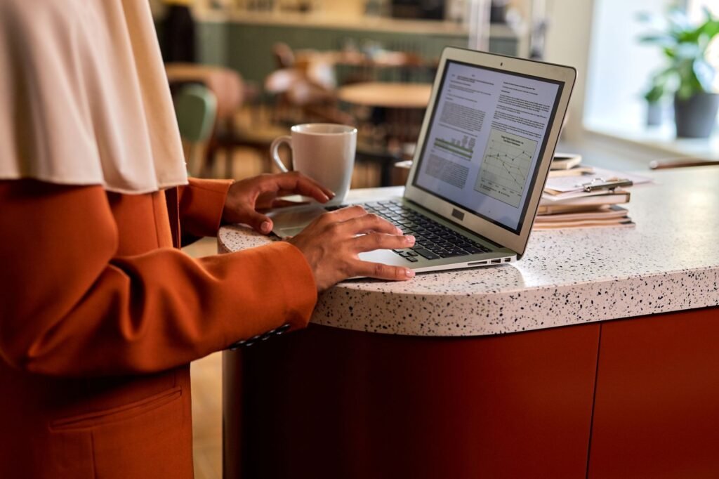 Adult reviewing online profiles and notes before making contact