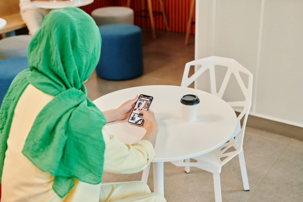 Person reviewing an online directory on a smartphone