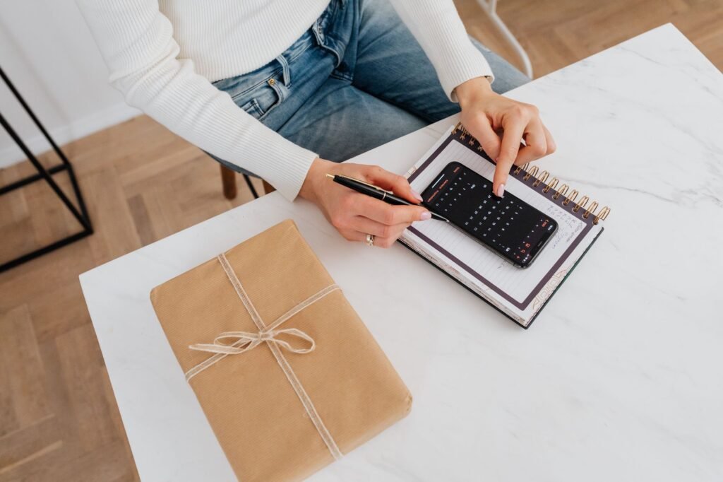 Smartphone and notebook used for safer appointment planning