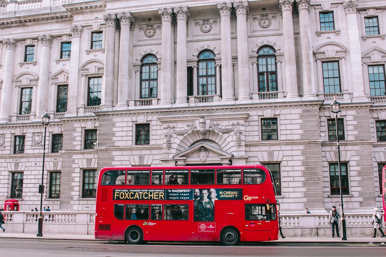 car, london, united kingdom, bus, england, road, europe, travel, history, outdoor, traffic, landscape, building, old, in the